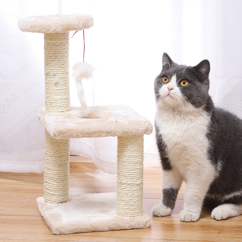 Venta directa de fábrica, marco de escalada para gatos, columna de agarre para gatos de sisal de tres capas, garra de molienda para gatos pequeños y medianos, tabla de agarre para gatos, juguete al por mayor