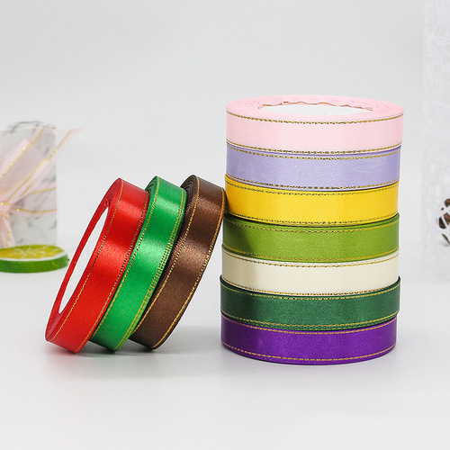 Manufacturer wholesale 1.5 cm gold edge ribbon ribbon gift box packaging ribbon ribbon webbing DIY ribbon