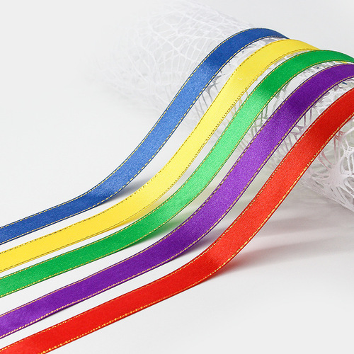 Manufacturer wholesale 1.5 cm gold edge ribbon ribbon gift box packaging ribbon ribbon webbing DIY ribbon