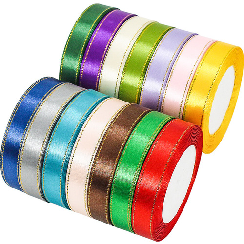 Manufacturer wholesale 1.5 cm gold edge ribbon ribbon gift box packaging ribbon ribbon webbing DIY ribbon
