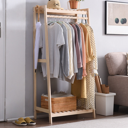 Jiayi solid wood coat rack floor-standing clothes rack simple modern bedroom clothes rack household simple storage rack