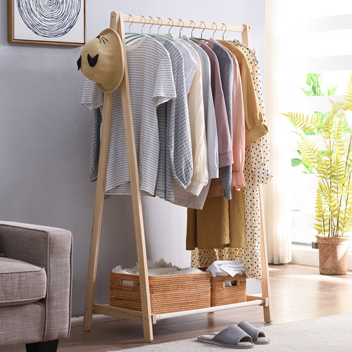 Jiayi solid wood coat rack floor-standing clothes rack simple modern bedroom clothes rack household simple storage rack