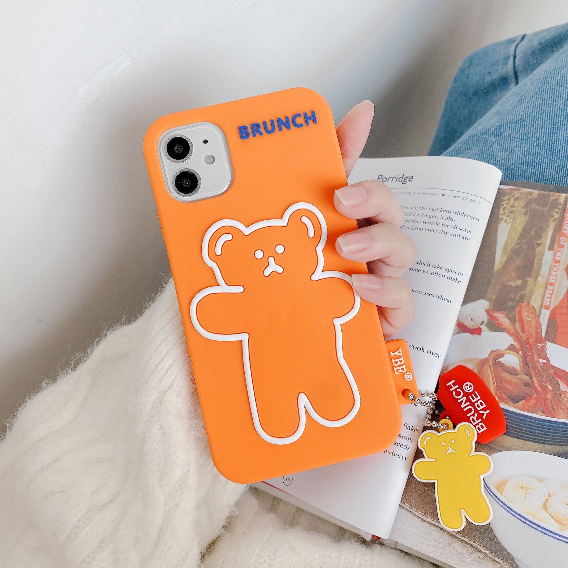 Simpatico telefono a forma di orso dei cartoni animati coreano adatto per iPhone 13 Promax/8plus, custodia protettiva per Apple XS_voghion.com