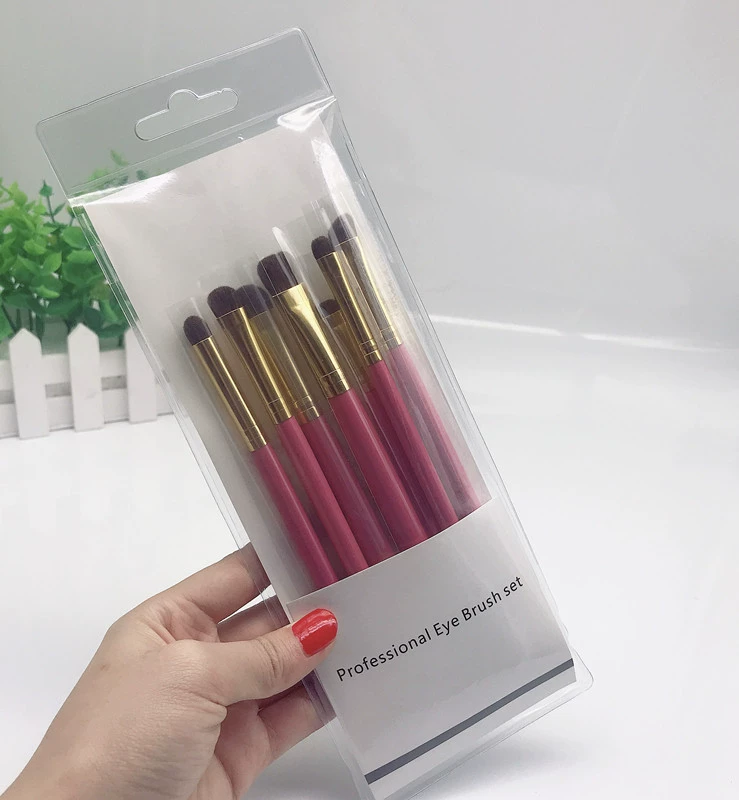 Makeup Brush Set, 7-piece pony-hair brushes with wooden handles and aluminum ferrules