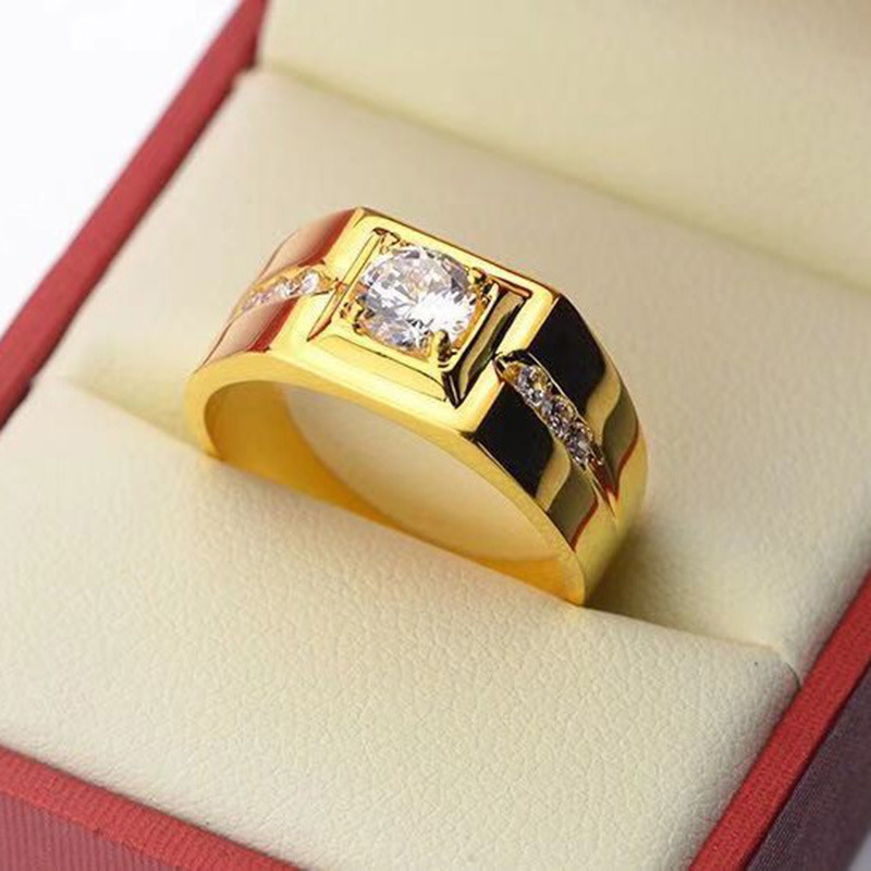 Cross-border explosions plated gold domineering men's ring Europe and the United States popular Diamond zircon ring trend hip-hop jewelry