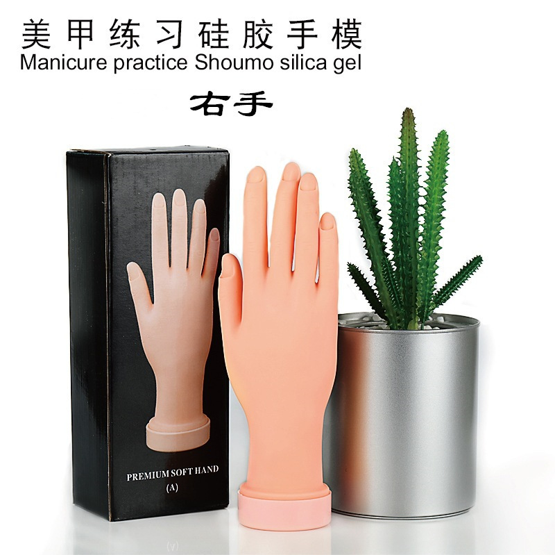Nail art practice prosthetic hand simulation skin color rubber positionable practice hand mold bendable finger insertion nail piece model Nail art practice prosthetic hand simulation skin color rubber positionable practice hand mold bendable finger insertion nail piece model