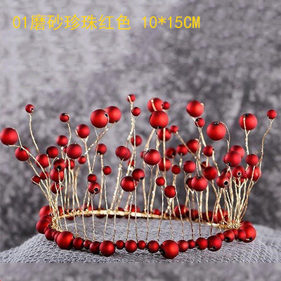 Esmerilado perla corona flor pastel decoración rojo blanco aleación princesa redondo ramo floral material