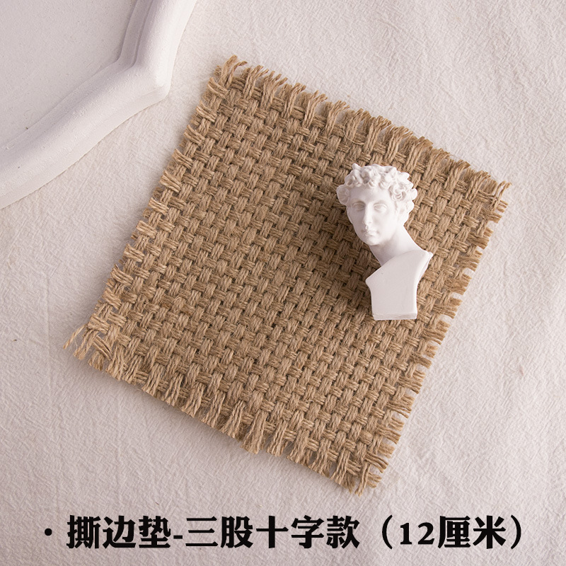 INS yute arpillera estera de la vendimia FOTOGRAFÍA decoración apoyos fondo estilo coreano aromaterapia vela posavasos