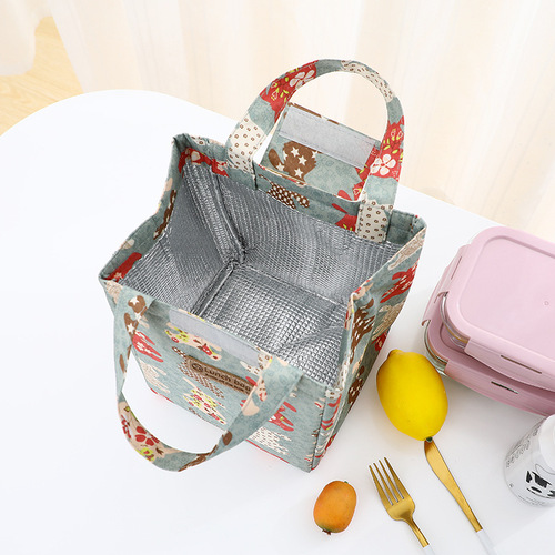 Lunch box bag aluminum foil thickened hand-held lunch bag lunch bag lunch box canvas thermal insulation tote bag for bringing lunch to work