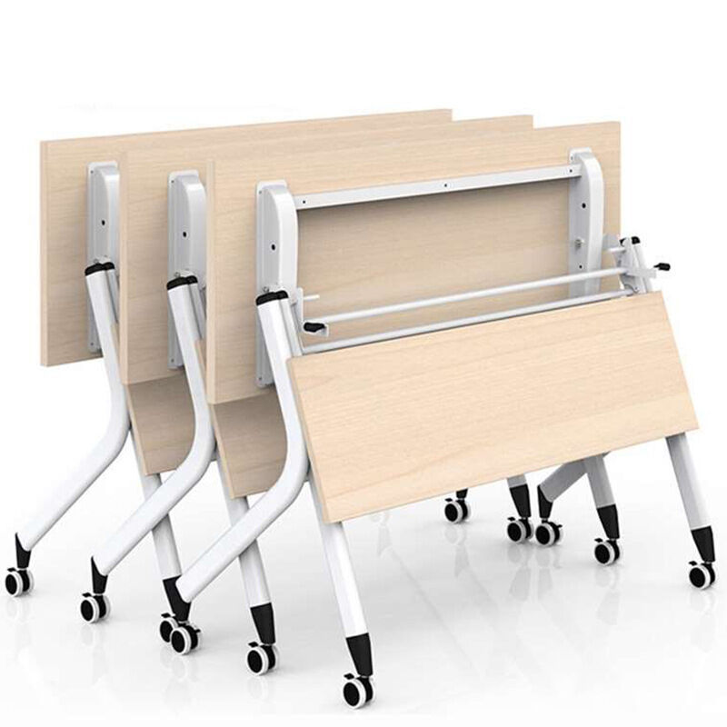 Conference Long Table Folding Student Desk and Chair Long Table Combination Double Tutoring Class Mobile Wheeled Training Table and Chair