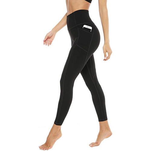 European and American Sports Trousers, Summer Women's Fitness Outdoor Sports High-Waisted Tight Side Pockets Yoga Pants