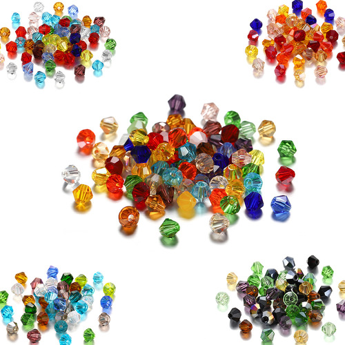 DIY jewelry beads loose beads rhombus 4mm clear glass crystal beads jewelry beading materials jewelry accessories