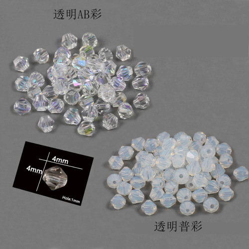 DIY jewelry beads loose beads rhombus 4mm clear glass crystal beads jewelry beading materials jewelry accessories