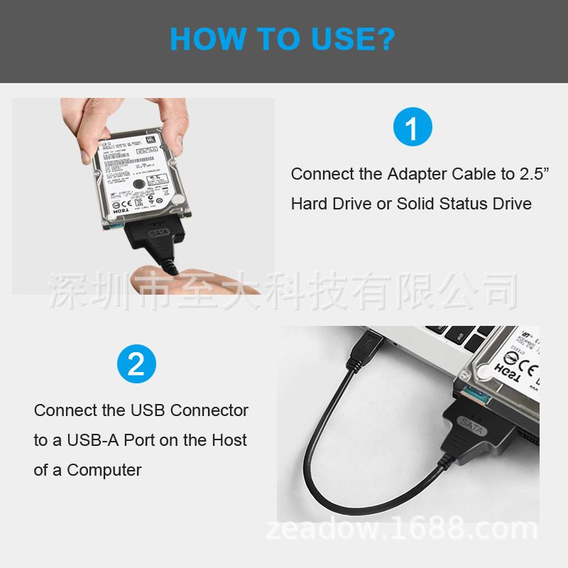 2.5-pulgadas de disco duro Cable de disco fácil USB 3,0 a SATA III de estado sólido soporte de cable adaptador de caja de disco duro UASP 2TB