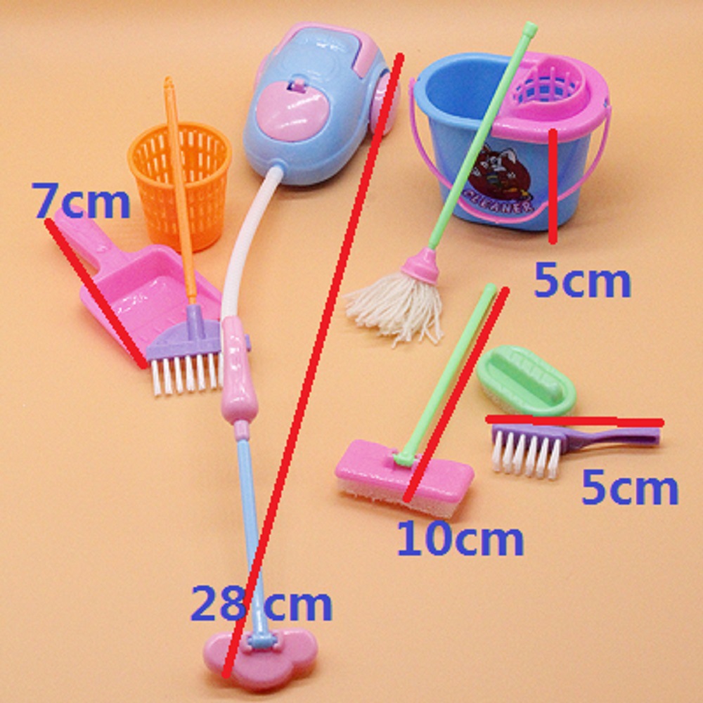Barbie Babi Doll Accessories Vacuum Cleaner Cleaning Tool 9-Piece Set Toy Play Home 9-Piece Set Random Color