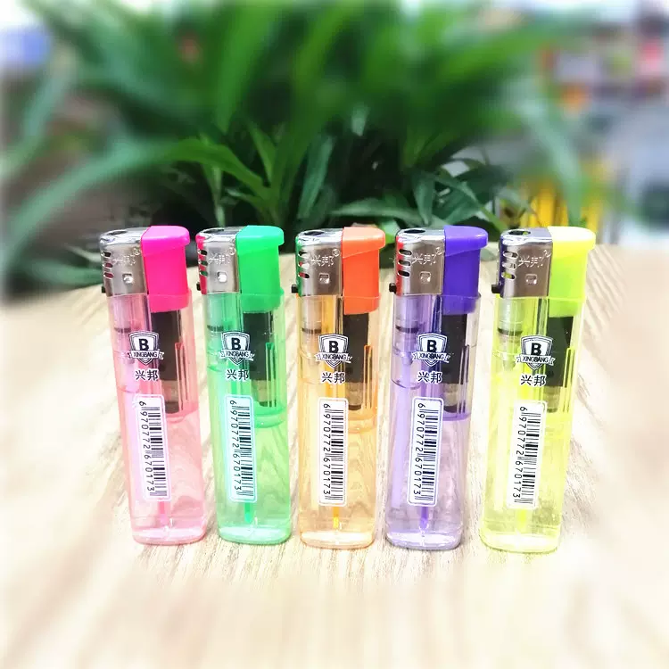 兴邦防爆加厚带内插片精品一次性塑料小圆机打火机工厂家直批