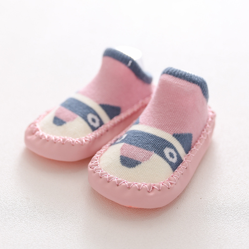 Calcetines para niños, zapatos de algodón peinado para bebés, calcetines con suela blanda con diseño de búho para niños, calcetines con suela de cuero, zapatos para bebés.