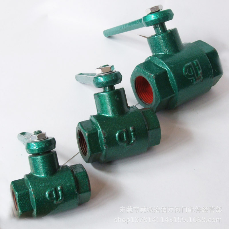 QJ群建大体铸铁球阀 烤漆绿色丝扣球阀 水泥车专用球阀