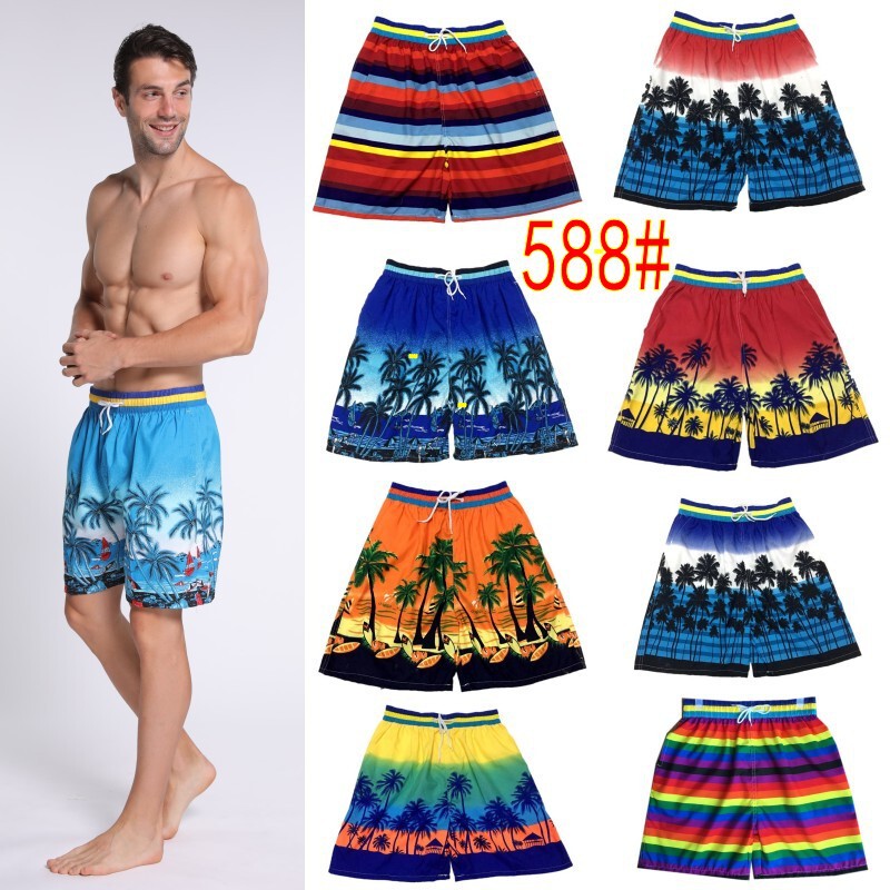 588# Popular Men's 3-yard Beach Wear Sea Style Vacation Leisure Fashion Coconut Tree Beach Shorts