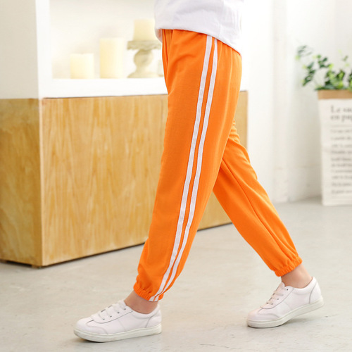 Children's anti-mosquito pants summer thin breathable solid color air-conditioned pants boys' lanterns children's trousers baby children's pants