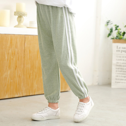 Children's anti-mosquito pants summer thin breathable solid color air-conditioned pants boys' lanterns children's trousers baby children's pants