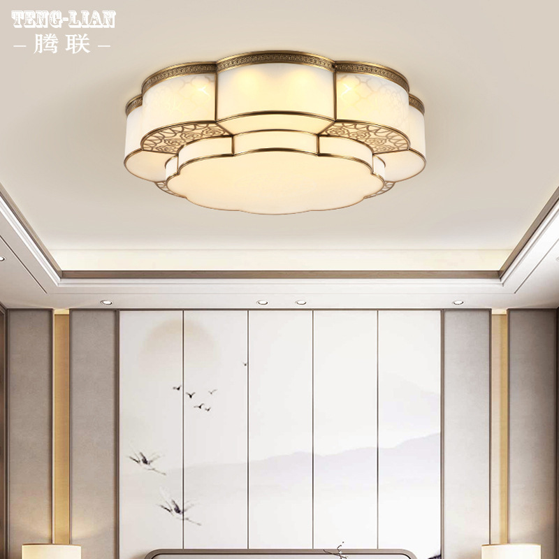 New Chinese Style Villa Hall Living Room Full Copper Ceiling Lamp Atmospheric duplex building Dining Room Bedroom Room Study Ceiling Lamp New Chinese Style Villa Hall Living Room Full Copper Ceiling Lamp Atmospheric duplex building Dining Room Bedroom Room Study Ceiling Lamp