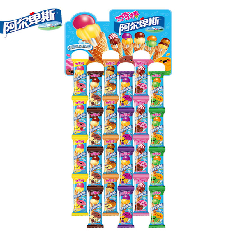 Alps double enjoy Stick lollipop 48 hanging board multiple mixed flavors milk lollipop snack wholesale Alps double enjoy Stick lollipop 48 hanging board multiple mixed flavors milk lollipop snack wholesale