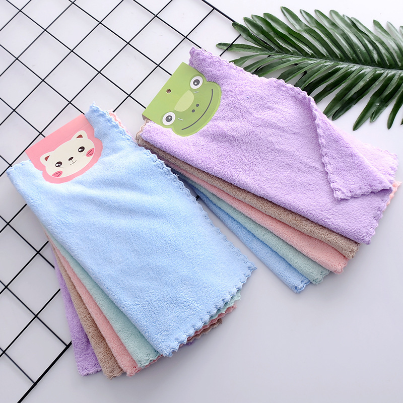 Baby baby towel 30x 30 absorbent towel embroidered logo coral fleece square towel wholesale