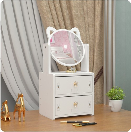 Desktop portable lipstick jewelry box dust-proof skin care product storage rack large cosmetic mirror desktop cosmetics storage box