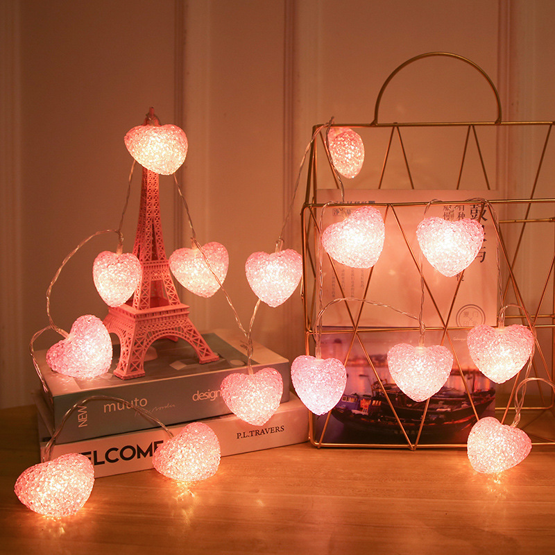 Chica corazón Día de San Valentín amor Cadena de luz LED caja de la batería decoración del banquete de boda de colores colgante de luz ins Amazon