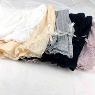 2025 New Modal Side Bow Leggings Women's Outer Wear Lace Cotton Anti-glare Vertical Safety Pants