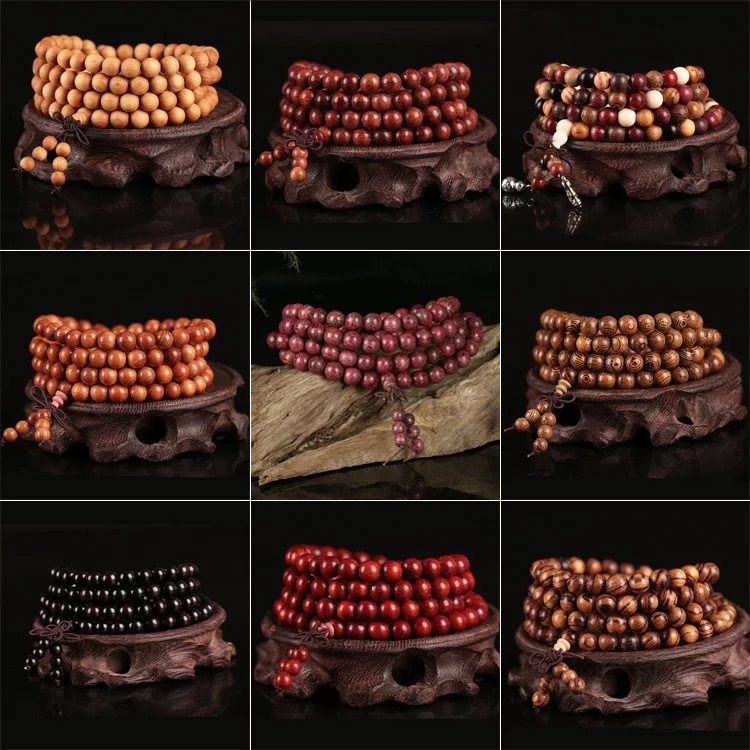 小叶紫檀佛珠手串108颗木质文玩工艺品佛珠手链饰品男女一件代发