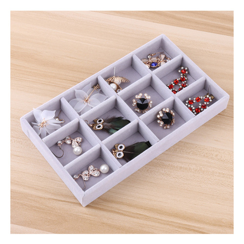 Jewelry tray, jewelry display tray, gray velvet earring display, dust-proof storage props, drawer jewelry storage box