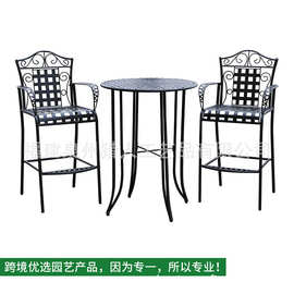 美式复古铁艺做桌椅三件套组合 咖啡厅餐桌椅高脚
