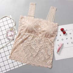 全蕾絲抹胸防走光女士吊帶蕾絲背心帶胸墊打底百搭美背裹胸內衣