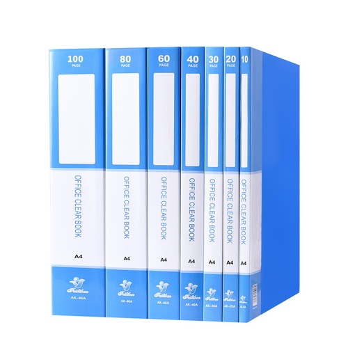 Factory direct supply waterproof A4 test paper storage book office blue folder file transparent insert multi-layer information book