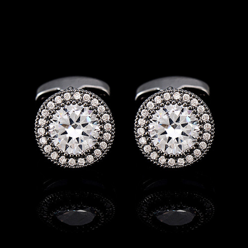 Cufflinks for men, light luxury, women's Swarovski zircon French shirt gem diamond cufflinks cufflinks