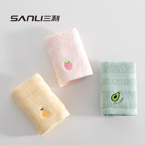 [New product for pre-sale] Sanli Towel Bamboo Pulp Fiber Children's Towel Children's Face Towel Baby Towel Fruit Embroidered Children's Towel