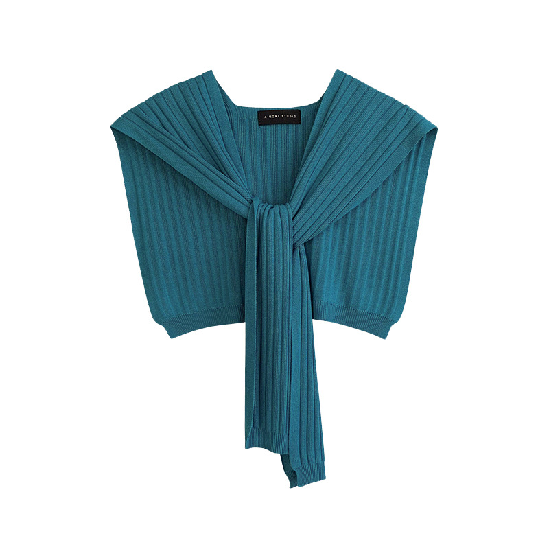 Primavera y verano chal exterior de seda de hielo delgada celebridad de Internet hombro pequeño estilo coreano protección solar línea novia de punto bufanda anudada para las mujeres