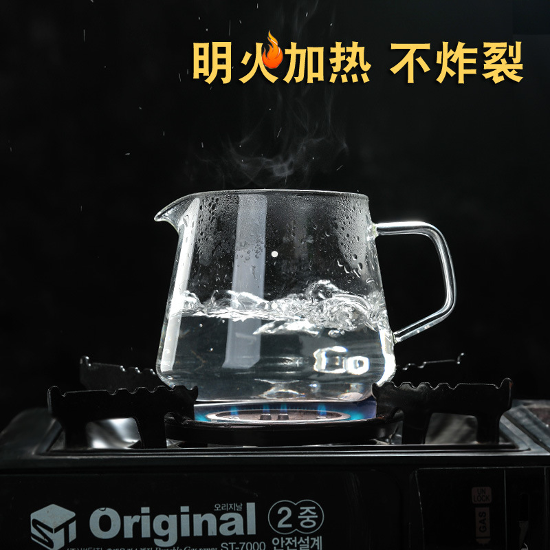 Olla de café de vidrio resistente al calor estilo europeo boca puntiaguda punzón compartir olla hogar taza de leche en stock suministro