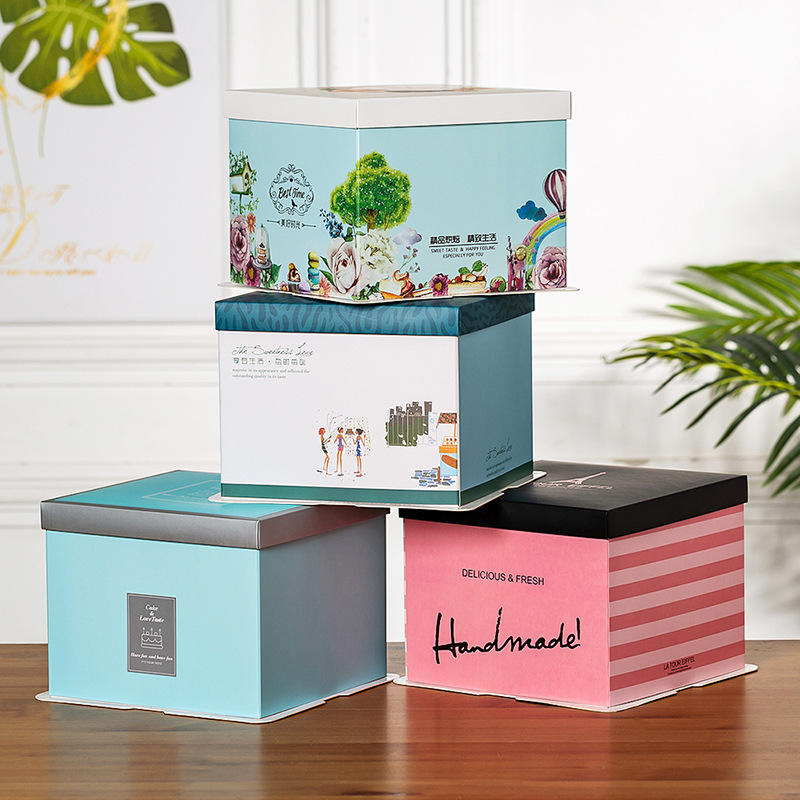 纸质6 8 10 12 14 16寸生日蛋糕盒子三合一纸盒包装盒整箱批发