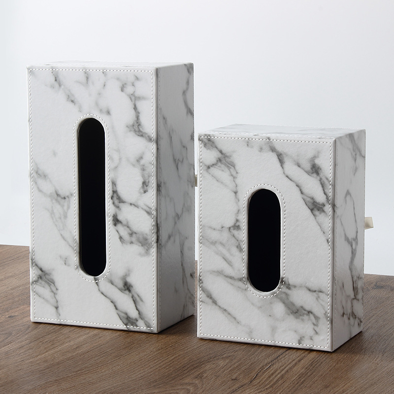 Nordic ins hogar marbling caja de pañuelos de cuero sala de estar creativa caja de pañuelos restaurante creativo servilleta caja de pañuelos