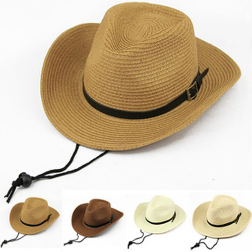 Wholesale Men's Western Cowboy Hat, Foldable Women's Grass Hat Beach Sun Hat Wide Brim Hat Summer Gift Hat