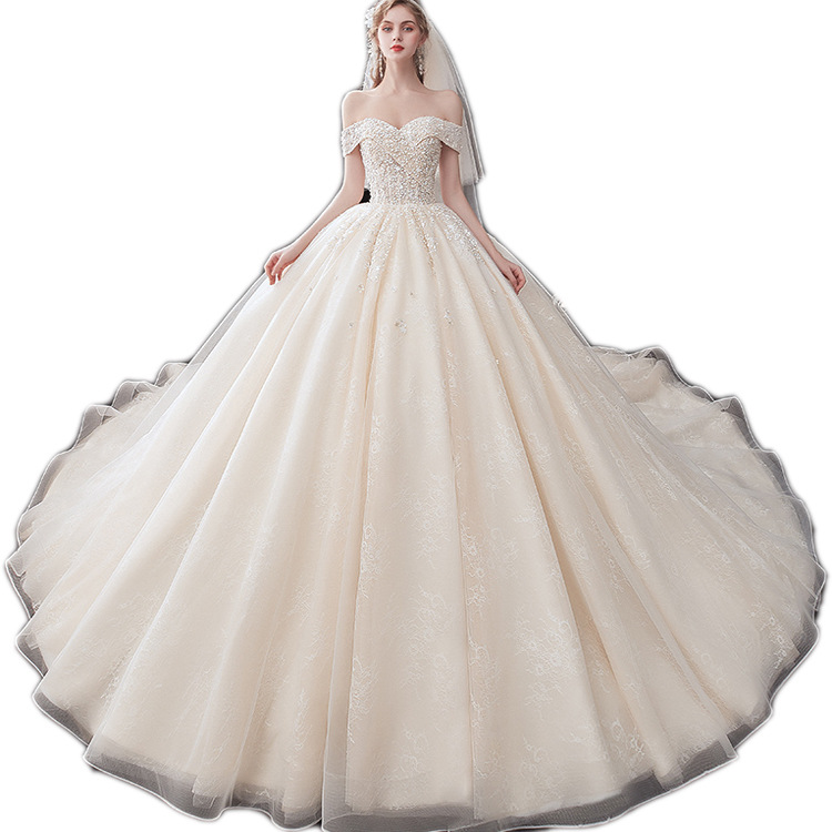 2025 New Main Wedding Dress Bride One Shoulder Forest Style Super Fairy Fantasy Luxurious Slimming Big Trailing Palace Women