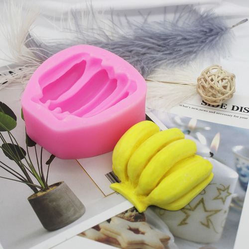 Silicone Mold Fruits Banana Baking Cake Decoration Aroma Plaster Scented Candle Holder Handmade Soap