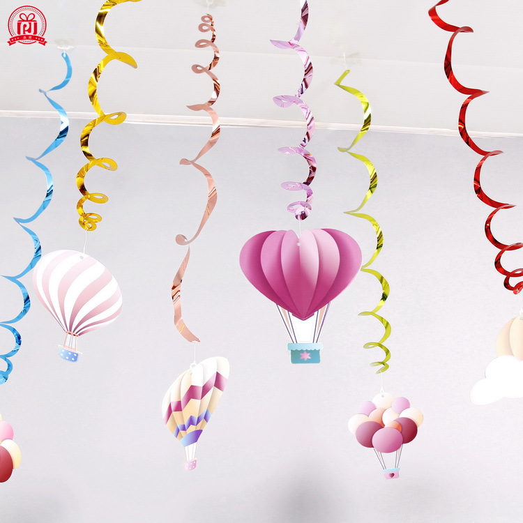Fiesta de cumpleaños de los niños transfronterizos PVC colgante en espiral