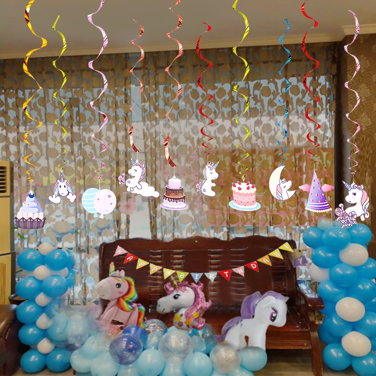 Fiesta de cumpleaños de los niños transfronterizos PVC colgante en espiral