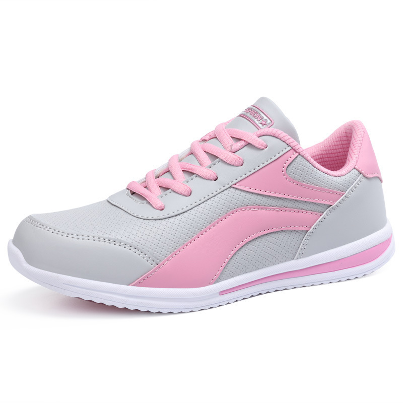 Löparskor för damer Läderskor Tennisskor Sneakers Mesh Arch Support Stötdämpning Skor som är lätta att rengöra_voghion.com