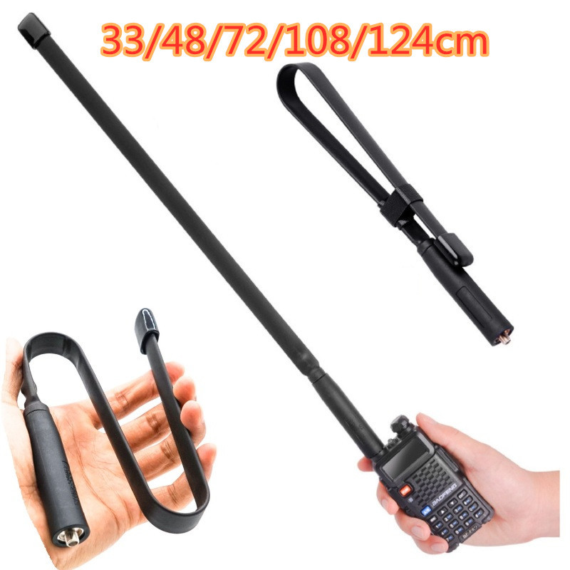 CS 전술 야외 무전기 접이식 통치자 안테나 UV 이중 세그먼트 SMA 여성 머리 baofeng UV-5R UV-82 핸드 스탠드