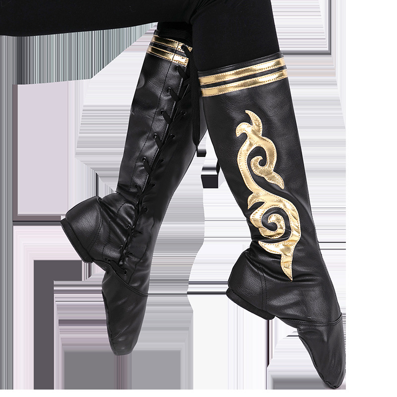 Botas de jazz mongol danza vaca arte examen botas de cuero danza Xizanga danza nacional botas altas rendimiento